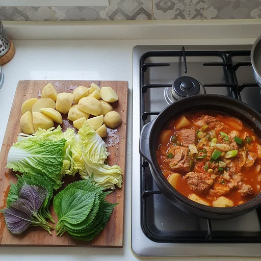 채소 넣고 함께 끓이기