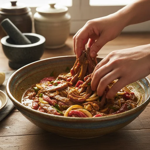 고기 양념에 재우기