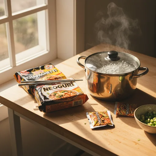 재료 준비 및 면 삶기